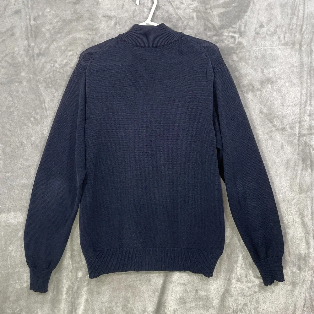 Hackett London Full Zip Cardigan All Cotton Knit Navy Men's Size L Made in Italy